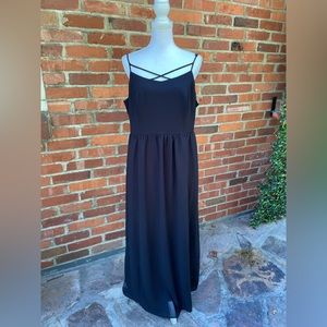 ModCloth Black Maxi Column Straight Gown Dress Spaghetti Strap Sz XL 1X